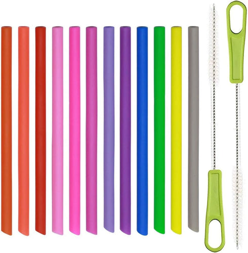 14 Pcs Reusable Silicone Straws 5.5" Mini Small Short Pipe Kids Straw for Baby Toddlers/Children Take & Toss/Tumbler, Chewy, Safe Smoothies Drinki...
