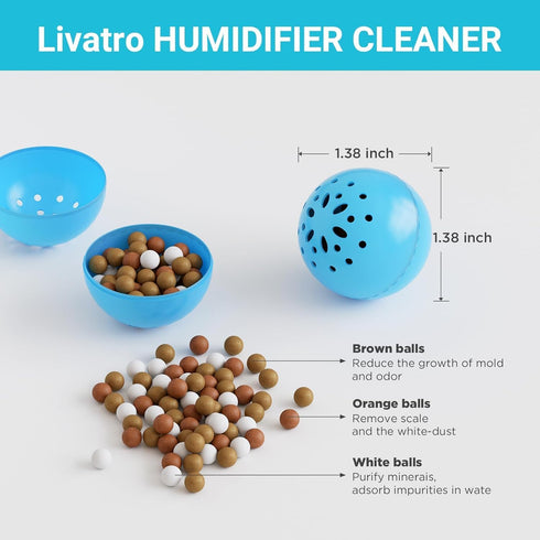 Humidifier Cleaner – Fight Humidifier Mold and Bacteria with Humidifier Cleaning Ball, Prevents Hard Water Build-Up, Eliminates White Dust, Remove...