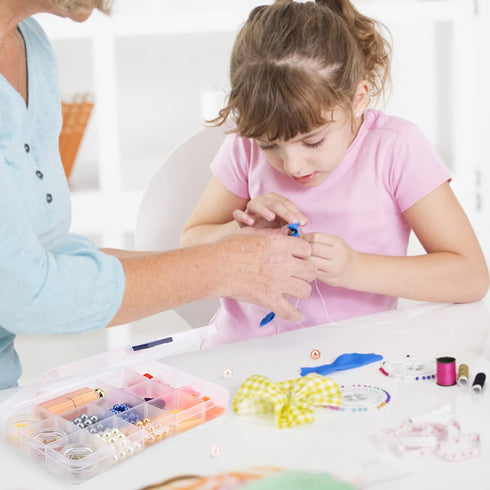 Bead Organizer Box, 2PCS 15 Compartment Craft Storage Container with Removable Divider, Plastic Empty Case for Jewelry Rhinestone Charms Crystal P...