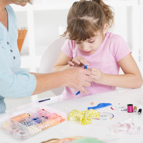 Small Compartment Organizer Case, 4PCS 15-Grid Adjustable Plastic Box with Dividers, Acrylic Fake Nail Charms Bead Rhinestone Jewelry Holder, Craf...