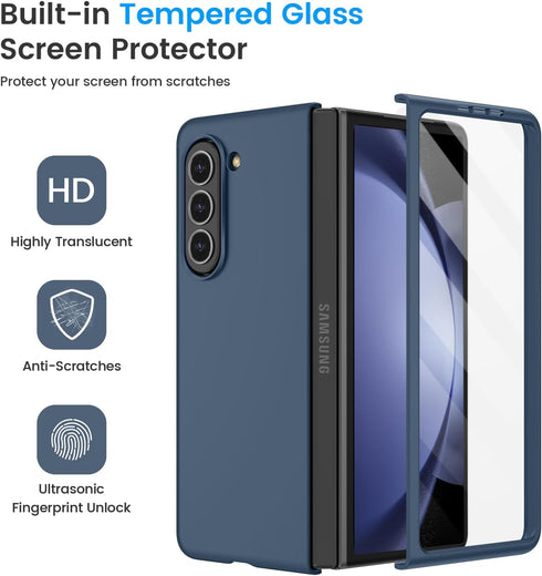 Ruky for Samsung Galaxy Z Fold 5 Full Body Case, with Built-in Screen Protector & Support Wireless Charging Slim Protective Phone Case for Samsung...