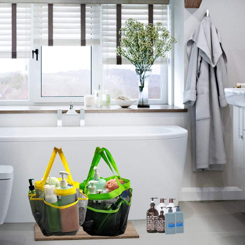 SPINFOX 2 Pack Mesh Shower Caddy, Quick Dry Shower Tote Bag Hanging Toiletry with 2 Handles for Shampoo, Conditioner, Soap and Other Bathroom Acce...