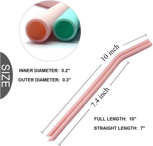 Senneny Set of 12 Silicone Drinking Straws for 30oz and 20oz - Reusable Silicone Straws BPA Free Extra Long with Cleaning Brushes- 6 Straight + 6 ...