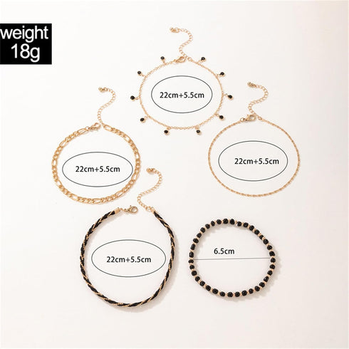 5Pcs Bohemain Layered Beaded Ankle Bracelets for Women,Dainty Stackable Seed Beads Ankle Bracelets Elastic Foot and Hand Chain Jewelry...
