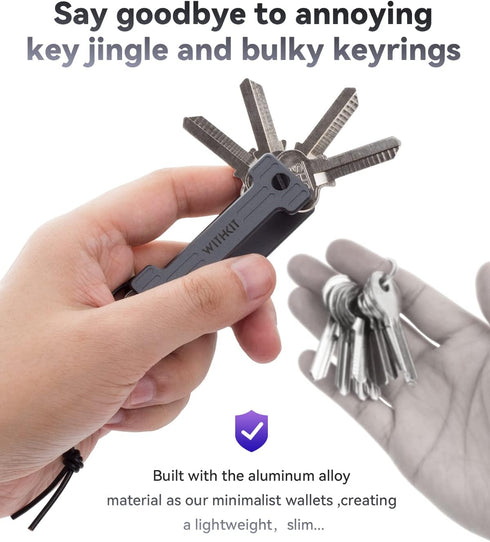Compact Key Holder - Minimalist Keychain Organizer - EDC Key Carrier Leather Lanyard - Aluminium Key holder...