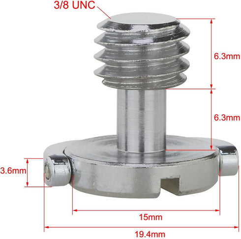Haoge 3/8" D-Ring Stainless Steel Mounting Fixing Screw for Camera Tripod Monopod Quick Release Plate (Pack of 2)...
