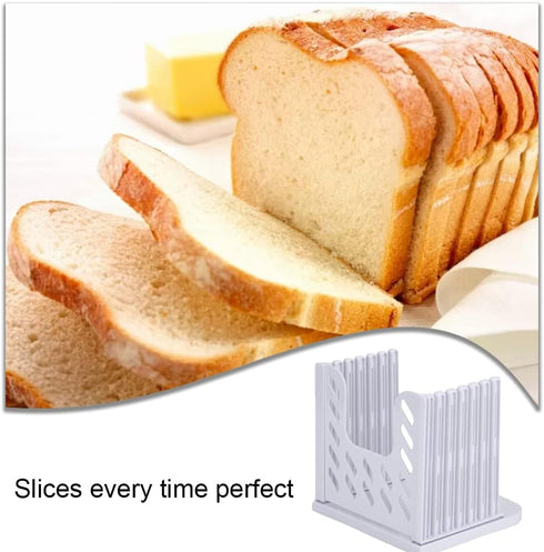 Bread Slicer Adjustable Bread Cutter Foldable Toast Slicer?Bread Slicing Adjustable Toast Slicer Toast Cutting Guide for Homemade Bread Kitchen Ba...