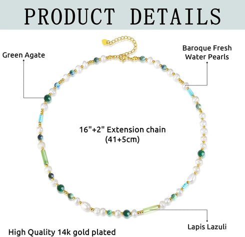 Dainty Baroque Pearl Necklaces for Women Trendy, Gold Vintage Pearl Choker Beaded Chain Necklace for Womens Girls Perfect Jewelry Gifts on Birthda...