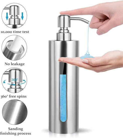 BabyElf Hand Soap Pump Dispenser for Bathroom, Stainless Steel Dish Soap Dispenser for Kitchen, Skinny Premium Rustproof Decorative Liquid Pump Bo...