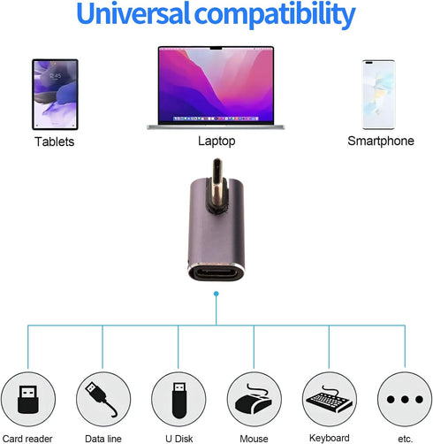 240W USB C 90 Degree Adapter, Right Angle USB C Male Female Adapter Support 8K 60Hz 4K 120Hz for Switch MacBook Laptop Type C Devices…...