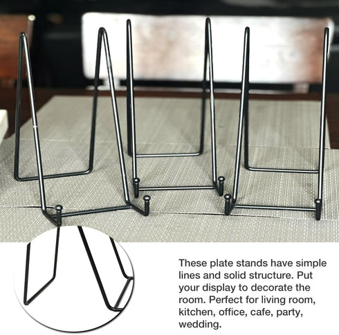 3 Pack 8 Inch Large Plate Stands for Display, Metal Black Plate Holder Display Stand, Book Display Stand for Book, Photo Easel, Decorative Plates...