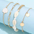 4Pcs Beach Natural White Shell Anklet Set,Adjustabe Handmade Waterproof Multilayer Conch Anklet Set for Women Foot Jewelry...