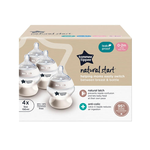 Tommee Tippee Natural Start Anti-Colic 5 oz BPA Free Baby Bottles, 0+ Months, Slow Flow Breast-Like Nipple, Self Sterilizing, Designed for Seamles...