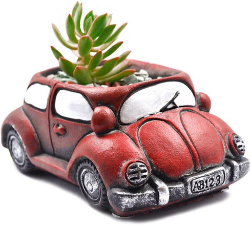 Cement Red Car Succulent Planter Flower Pots Succulent Plants Containers, Small Pot for Cactus Decor Planters for Indoor Plants...