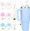 6pcs Cloud Flower Straw Cover for Stanley Cup,Straw Topper 10mm Straw Tips Lids,with 3PCS Initial Personalized Letter Charm Stanley Tumblers Acces...
