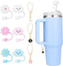 6pcs Cloud Flower Straw Cover for Stanley Cup,Straw Topper 10mm Straw Tips Lids,with 3PCS Initial Personalized Letter Charm Stanley Tumblers Acces...