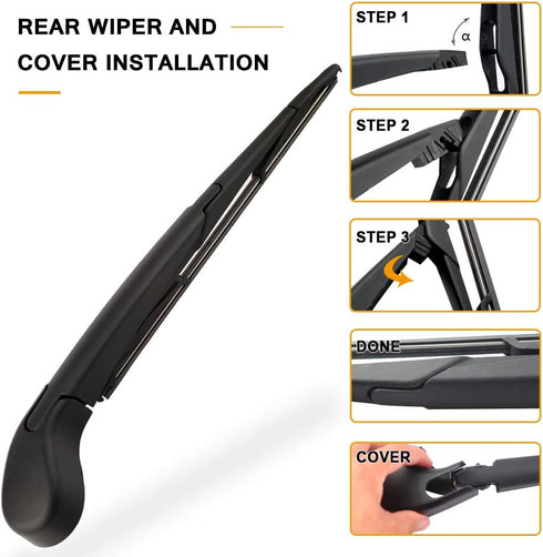 AUTOBOO Replacement For Focus 2012-2015 2016 2017 2018 Rear Windshield Wiper Blade Arm Set-Factory OE Style CV6Z17526C...