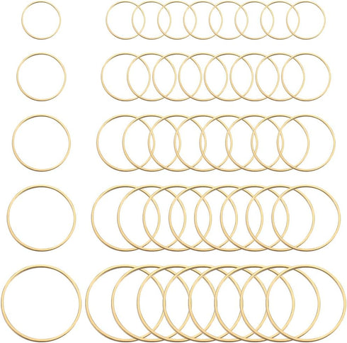 1 Box 5 Styles 100pcs Gold Earring Beading Hoops Round Circle Beading Hoop Brass Linking Earrings Beading Hoop Findings for Jewelry Making Supplie...