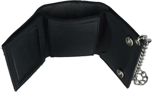 CTM Men's Leather Eagle Imprint Trifold Chain Wallet, Black...