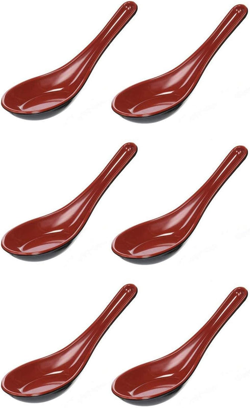 JapanBargain 2384, Set of 6 Soup Spoons Japanese Soup Spoons Chinese Soup Spoons Rice Spoons Pho Spoons Ramen Soup Spoons Wonton Soup Spoons, Blac...