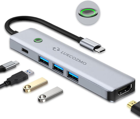 USB Hub 3.0?One Click Screen Projection/One Click Screen Rest MF Mac Usb Adapter, Great for Kids with Laptops for School, 4K HDMI USB Splitter 5 i...