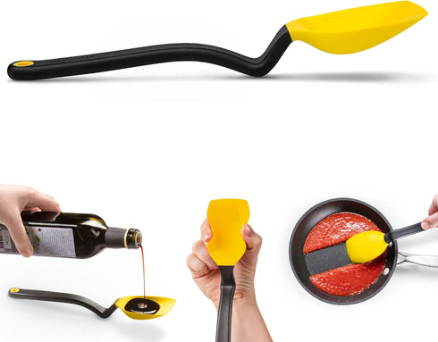 Dreamfarm Supoon Non-Stick Sit-Up Silicone Scraping, Serving, Cooking Spoon Measures 5ml Tsp & 15ml Tbsp - 11" Yellow...