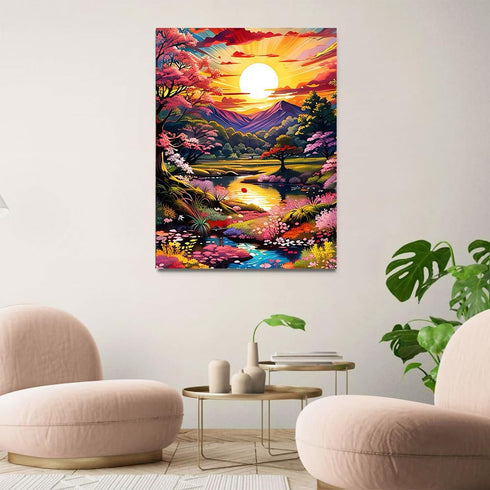 Benjenes Nature Landscape Diamond Painting Kits for Adults Forest Sunset Diamond Art Kits 5d Round Diamond Full Drill Diamond Arts DIY Gem Art Cra...