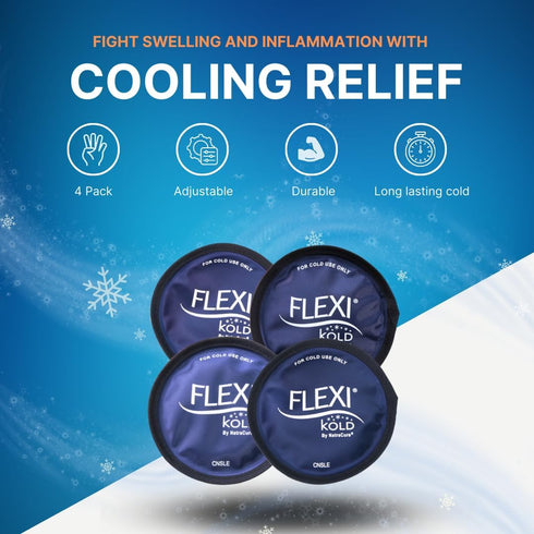 FlexiKold Gel Ice Pack Circles w/Straps (4 Pack) - Small Ice Packs, Reusable Ice Pack for Injuries, Ice Packs Reusable, Breastfeeding, Wisdom Teet...