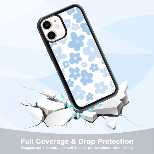 Light Blue Flower Phone Case Compatible with iPhone 11 6.1 Inch - Shockproof Protective TPU Cute Blue Floral iPhone Case Designed for iPhone 11 Ca...