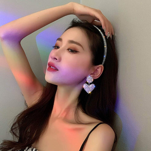 fxmimior Fashion Women Full Rhinestoes Heart Love Earrings Hand Chain Drop Dangle Earrings Jewelry for Women and Girls...