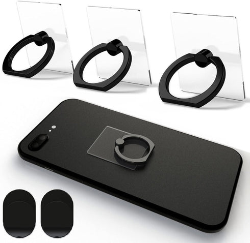 Transparent Phone Ring Holder Grip 360 Degree Free Rotation, Clear Cell Phone Finger Ring Kick-Stand for - for iPhone X 8 7 Plus 6S 6 5s 5 SE, Gal...