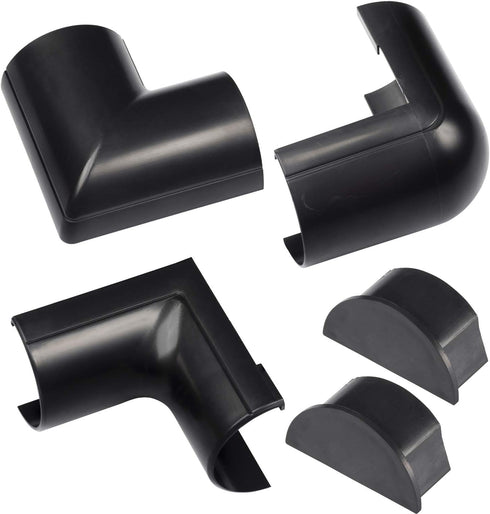 D-Line Large Cable Raceway Accessory Pack, Join 2in x 1in Cord Cover Lengths, 5 Accessories Included, Hide Cords Around a Variety of Angles - Blac...