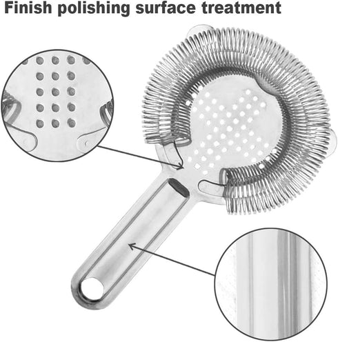 Hawthorne Cocktail Strainer - Stainless Steel Bar Strainer for Bartending, Bar Tool Drink Strainer for Bartenders and Mixologists...