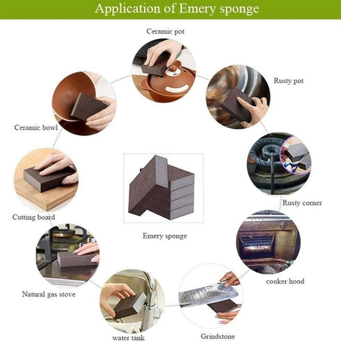 6Pcs Emery Sponge, Magic Carborundum Sponge Washing Kitchen Cleaner Tool, Just Add Water, No Odor Durable Thick Nano Sponge Descaling Rust Home Di...