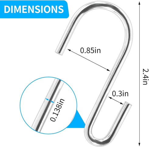 30 Pack Small S Hooks for Hanging Spoons Pans Pots Utensils Kitchenware, Metal S Hooks for Hang Clothes Bags Towels Plants, apply Bathroom Bedroom...