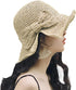 Foldable Wide Brim Floppy Straw Beach Sun Hat,Summer Cap with Bowknot for Women Girls,Strap Adjustable...