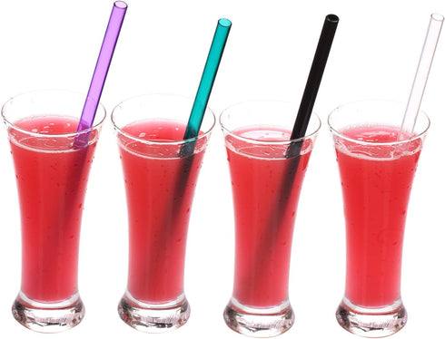Dakoufish 9" Wide Mouth Reusable Plastic Replacement Drinking Straws for Milkshake,Smoothie Set of 8 with Cleaning Brush (9inch?4color)...