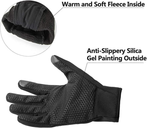 Work Gloves, Touch Screen Flex Grip Winter Gloves, Warm Fleece, Windproof, Outdoor, Black, Medium...