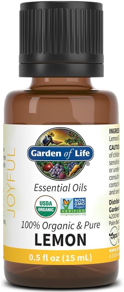 Garden of Life Essential Oil, Lemon USDA Organic & Pure, Clean, Undiluted & Non-GMO for Diffuser, Aromatherapy, Meditation, Joyful, Aromatic, Calm...