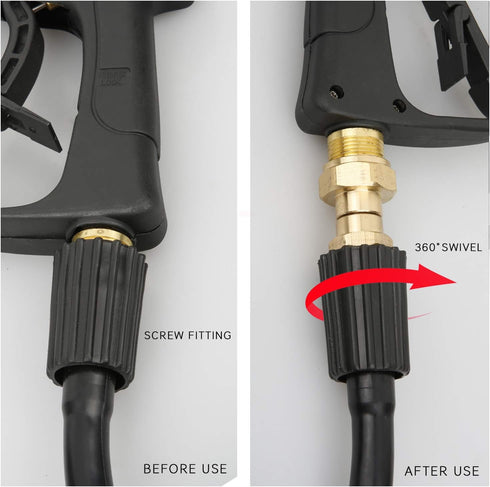 Sooprinse Pressure Washer Swivel Joint, Kink Free Gun to Hose Fitting, Anti Twist Metric M22 14mm Connection, 3000 PSI...