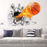 Supzone 3D Basketball Wall Sticker - Self-Adhesive Breakthrough Fireball Decor, Vinyl Removable Flying Basketball Art for Kids Bedroom Playroom Mu...