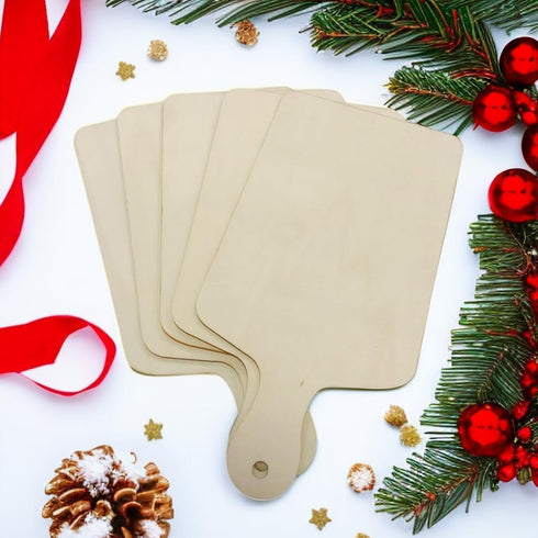 5 Pack Unfinished Wood Cutting Board 11.8"L x 6.3"W, 2.5mm Wooden Paddle Cheese Bread Board Set Chopping Board Serving Tray for Craft...