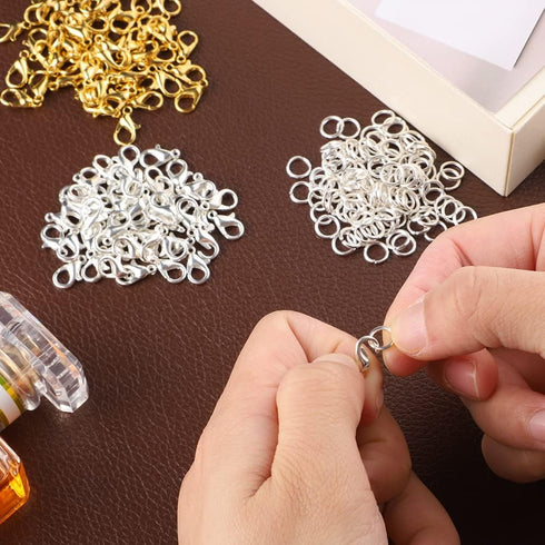300 pcs Lobster Clasps and Open Jump Rings Set, Jewelry Clasps Lobster Claw Clasps for Jewelry Making Findings&Bracelets Stocking Stuffers Christm...