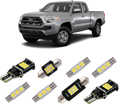 iBrightstar Super Bright LED Bulbs Package Kit Accessories Fit for Toyota Tacoma 2005-2021 Interior Map Dome Lights + Vanity Mirror Lights + Licen...