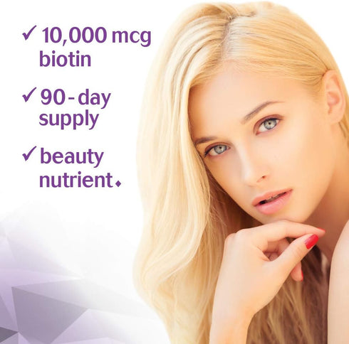 Bluebonnet Nutrition Beautiful Ally Biotin 10,000 mcg, Strengthen Hair & Nails*, Non-GMO, Vegan, Kosher Certified, Gluten-Free, Soy-Free, 90 Veget...