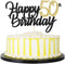 PALASASA Black Gold Glitter Happy Birthday cake topper - 50 Anniversary/Birthday Cake Topper Party Decoration (50th)...