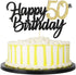 PALASASA Black Gold Glitter Happy Birthday cake topper - 50 Anniversary/Birthday Cake Topper Party Decoration (50th)...
