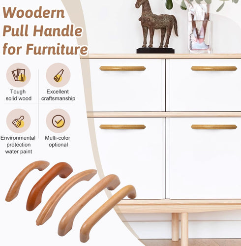 MroMax Wood Pull Knobs, 96mm Hole Distance 125mm Length Cabinet Furniture Kitchen Pulls Handles for Dresser Drawer Wardrobe 10Pcs...
