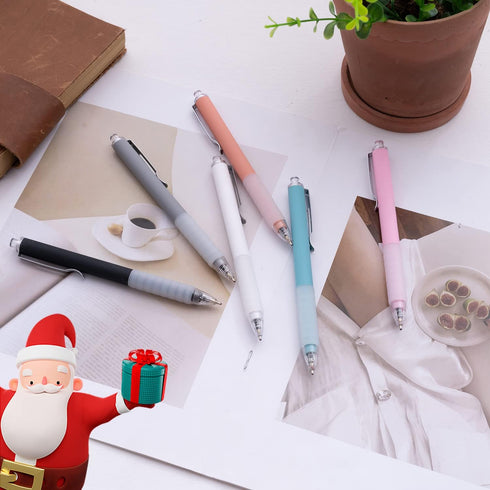 Linbsunne Ballpoint Pens Medium Point 1mm Black Ink Work Pen with Super Soft Grip Ball Point Pen for Men Women Retractable Office Pens (Silver Cli...