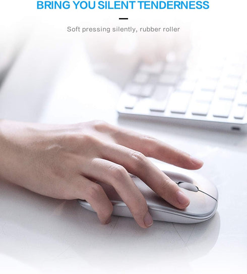 INPHIC Wireless Mouse Rechargeable, 700mAh, Slim 2.4G Silent Cordless Mouse, 1600 DPI with USB Receiver for Laptop PC Mac MacBook, Windows, Office...